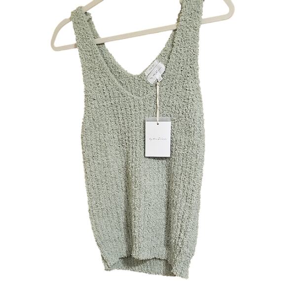 By The River Tops - Green Textured Soft Sweater Tank